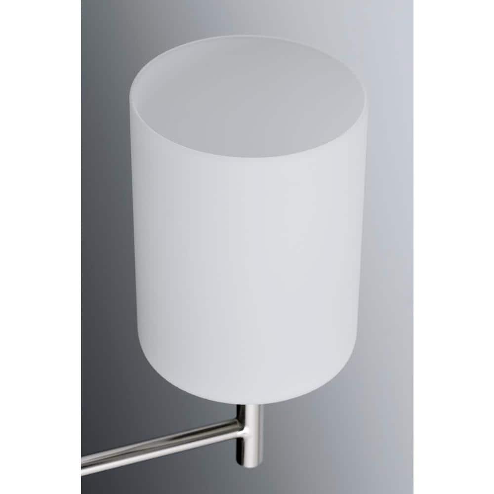 Progress Lighting Replay 4-Light Bath Vanity, Polished Nickel, Porcelain, Up/Down Mount, Brushed Nickel Finish, Shade Included