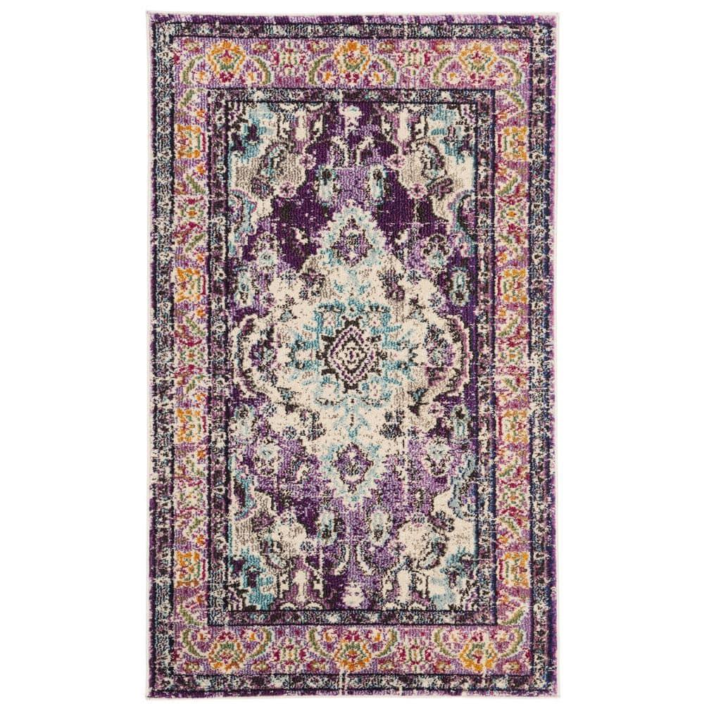 Monaco MNC243 Power Loomed Indoor Accent Rug - Violet/Light Blue - 3'x5' - Safavieh