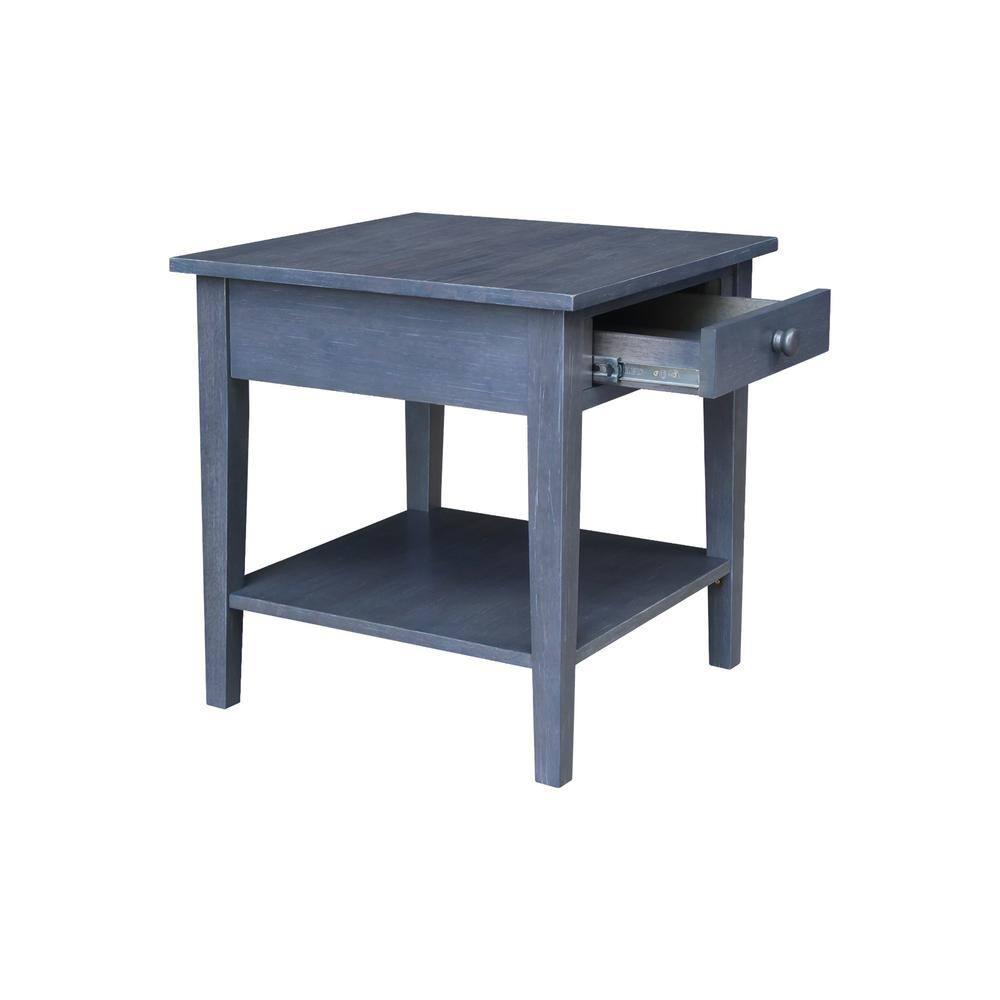 International Concepts Spencer End Table Antique Washed Heather Gray: Modern Square Hardwood Side Table, 25" High