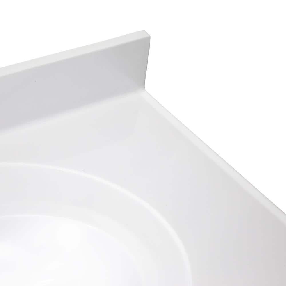 Design House 73 Inch Cultured Marble Vanity Top Two Sinks with Backsplash, White