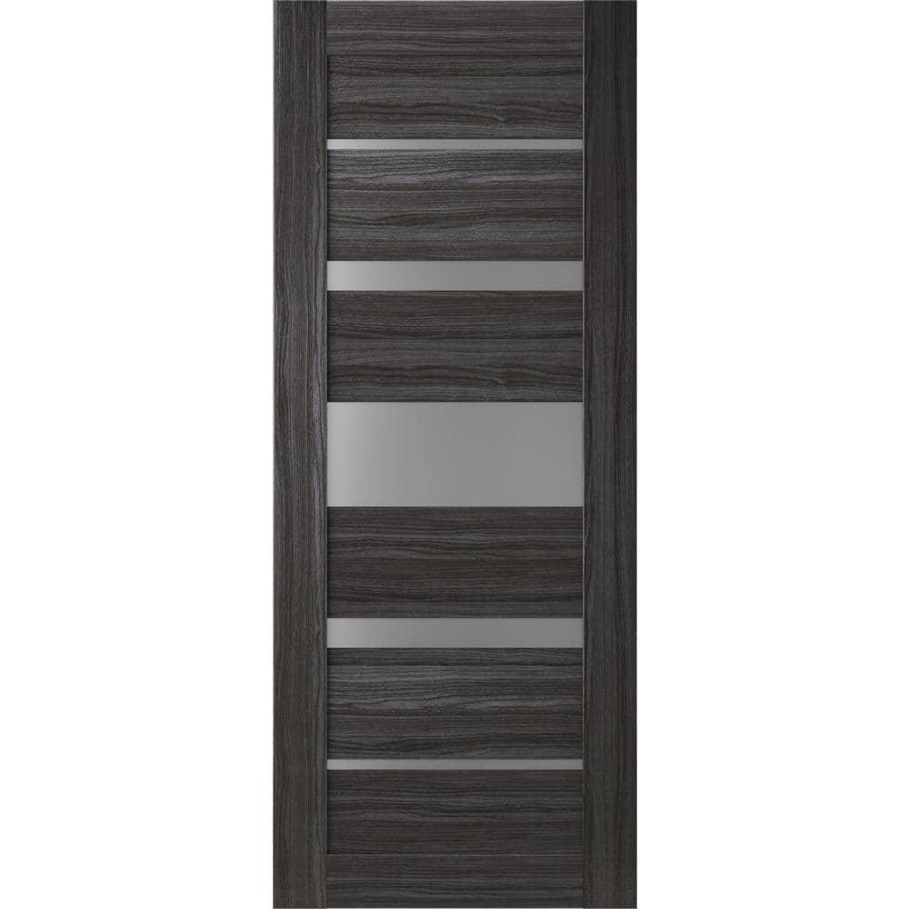 Belldinni Kina No Bore Solid Core 5-Lite Frosted Glass PP Finished Wood Composite Interior Door Slab