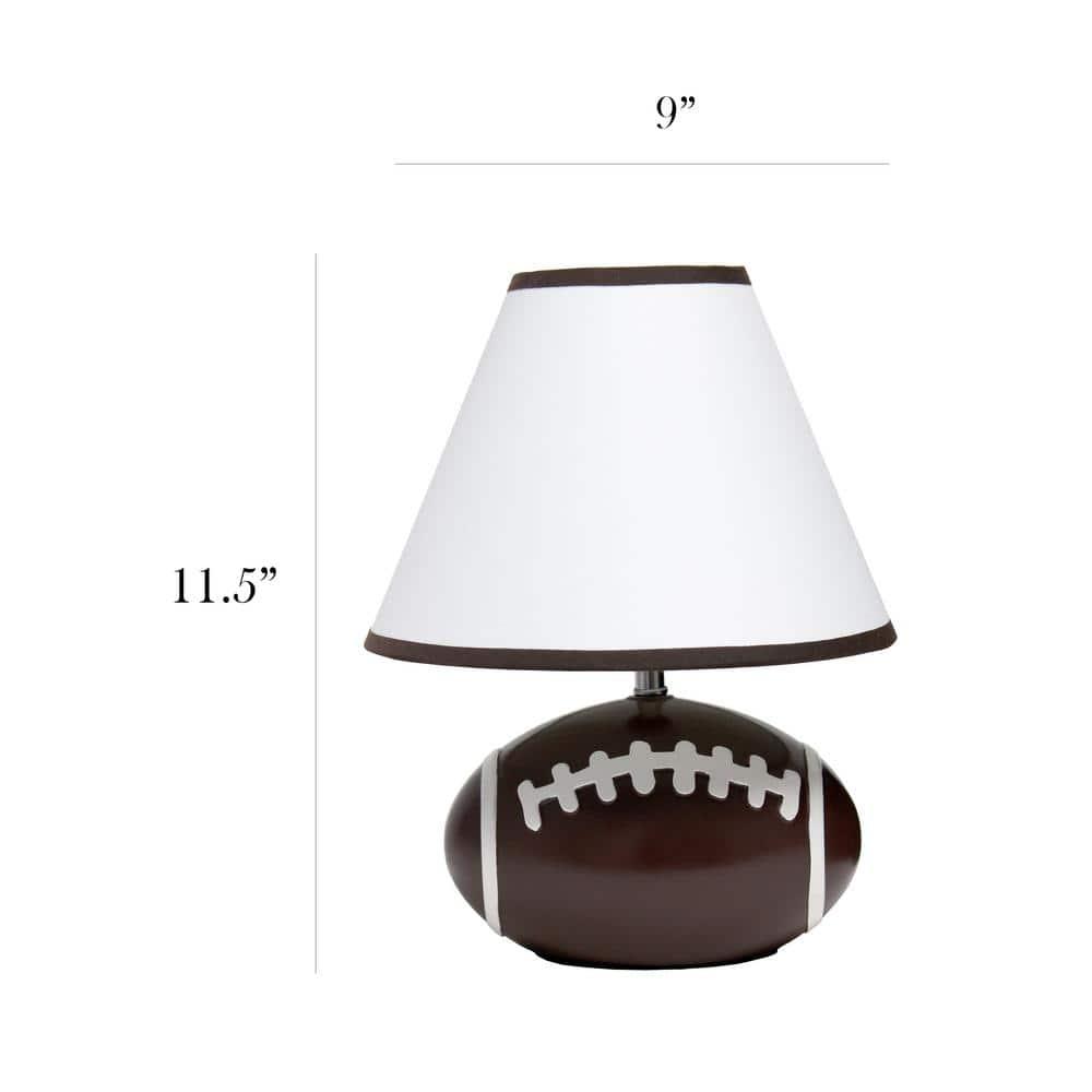 11.5" SportsLite Tall Athletic Sports Football Base Bedside Table Desk Lamp - Simple Designs: Ceramic Nightstand Lighting, ETL Listed
