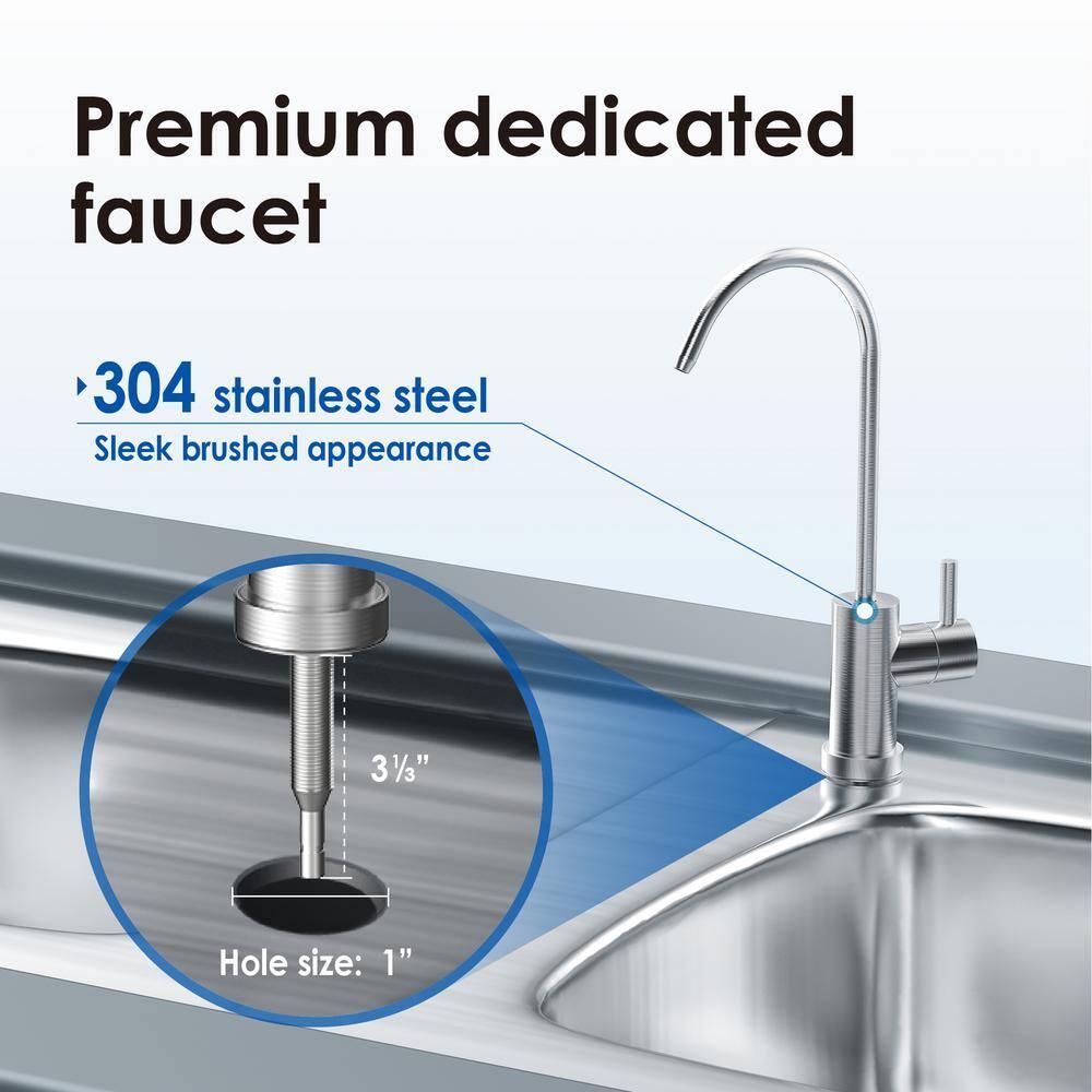 Waterdrop 17UBW-UF 0.01 μm Ultra Filtration Under Sink Water Filter System for Baçtёria Reduction, Reduces Lead, Chlorine, Bad Taste & Odor, 24K Gallons, with Dedicated Brushed Nickel Faucet, USA Tech
