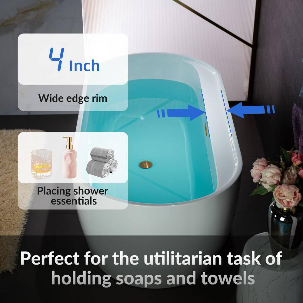 67" x 31.5" Freestanding Soaking Acrylic Bathtub