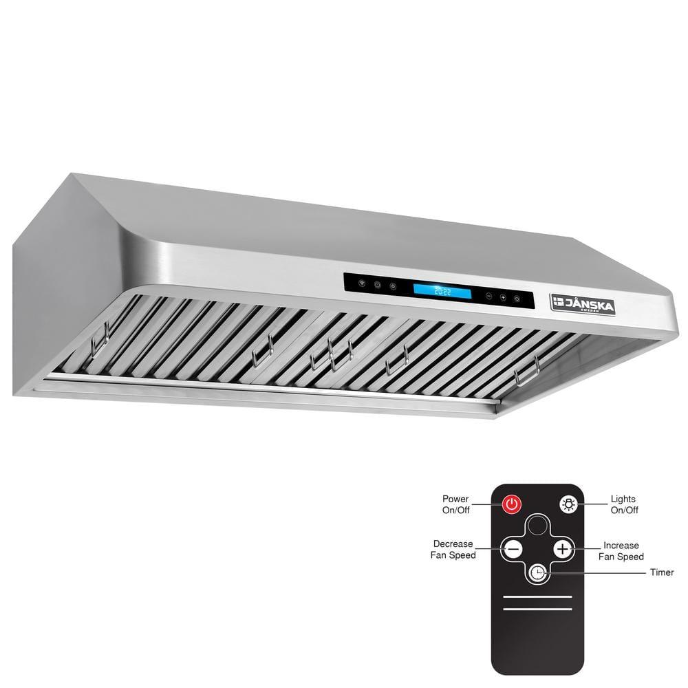 36" 900CFM Ducted Under Cabinet Range Hood in Stainless Steel with Remote Control and 2 LED Lights