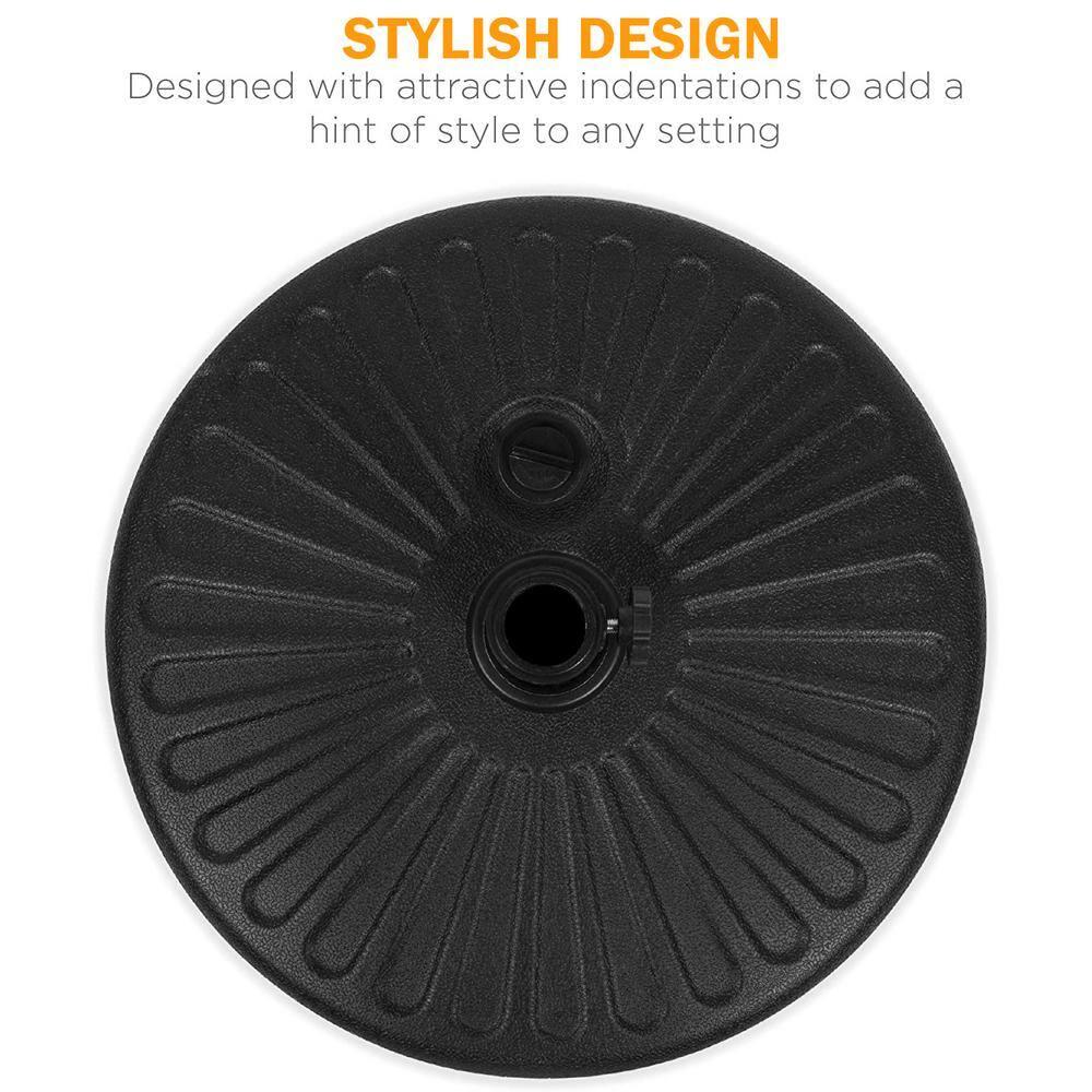 Costway 20'' Round 23L Water Filled Umbrella Base Stand Self-filled Patio Furniture Black