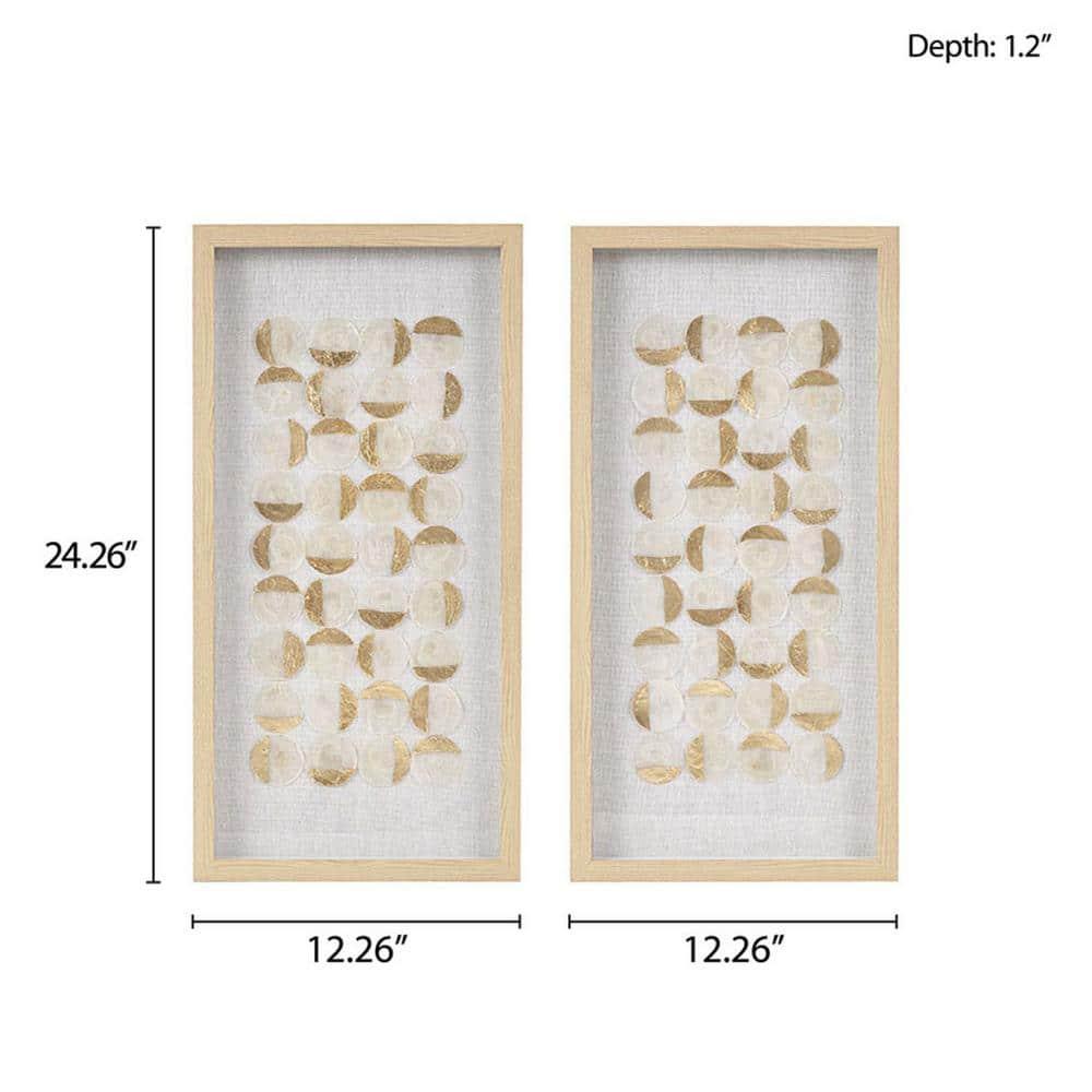 Mercury Row® Zeringue Emblem Natural Capiz with Gold Foil Shadowbox Wall Décor (Set of 2)