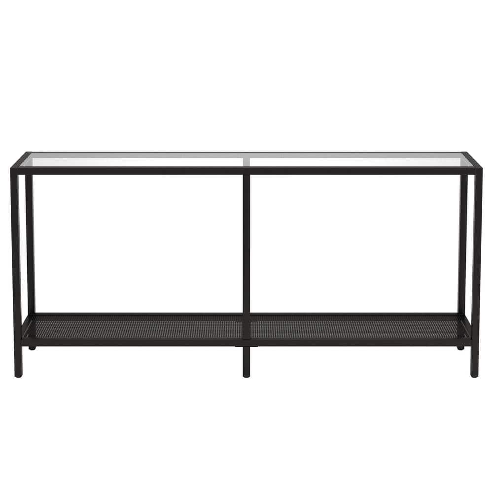 Evelyn&Zoe Rigan 64" Wide Rectangular Console Table, Blackened Bronze