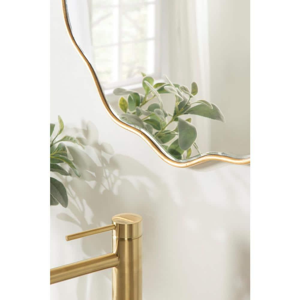 Kate & Laurel All Things Decor 26"x26" Viona Round Scalloped Mirror Gold: Modern Style, No Assembly, Wall Mounted