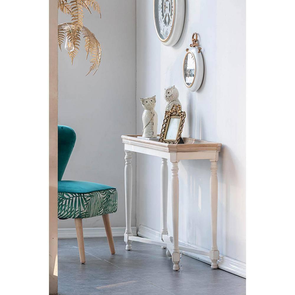 Alcott Aged White and Natural Wood 42" Rectangular Console Table