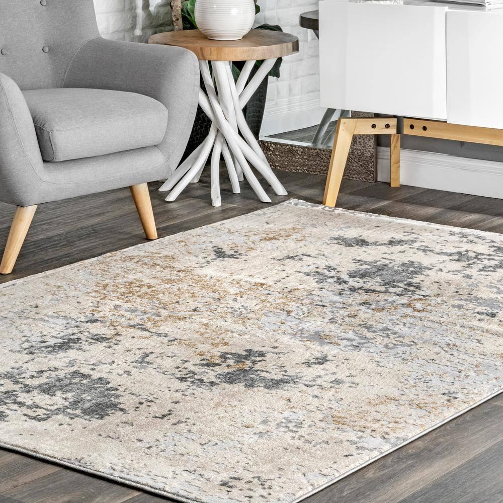 Nuloom Chastin Abstract 6 Square Indoor Area Rug for Living Room Bedroom Dining Room Kitchen, Beige/Grey