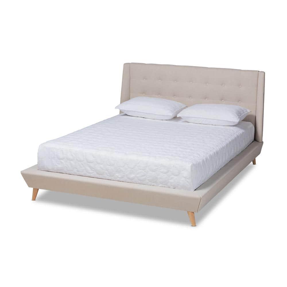 King Naya Platform Bed Beige - Baxton Studio
