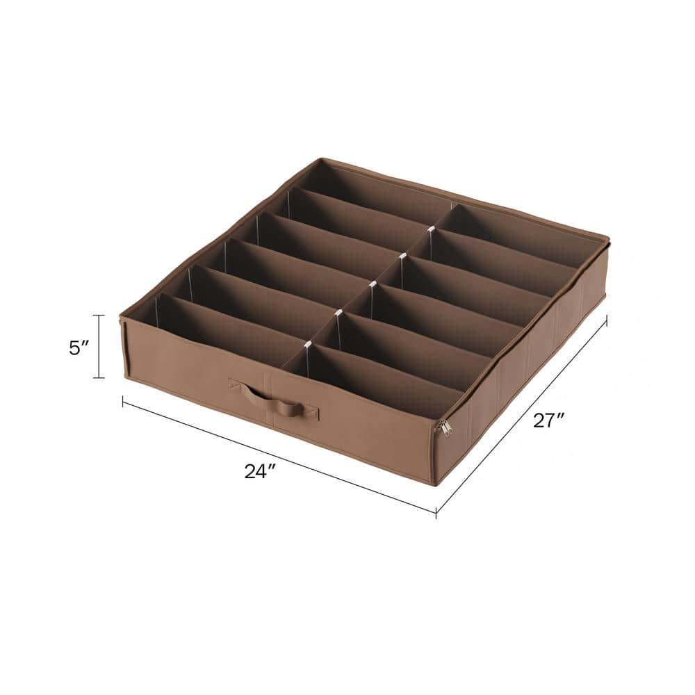 Everyday Home Under-Bed Plastic-Covered 12-Pair Shoe Organizer (Brown)
