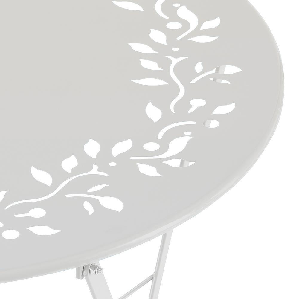 Alpine Corporation Indoor/Outdoor 3-Piece Bistro Set Folding Table and Chairs Patio Seating, White