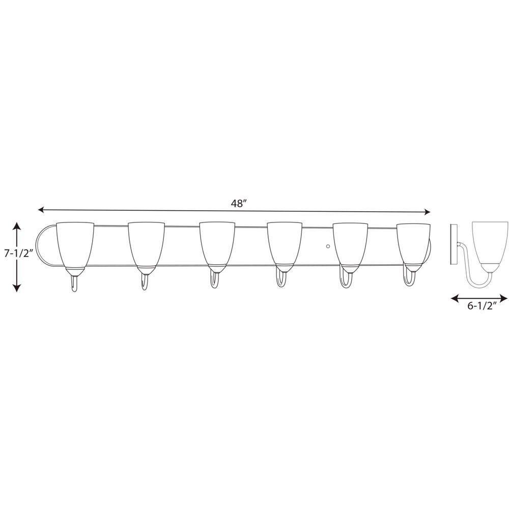 Progress Lighting Gather 6-Light Bath Bracket, Steel, Antique Bronze, Etched Glass Shades