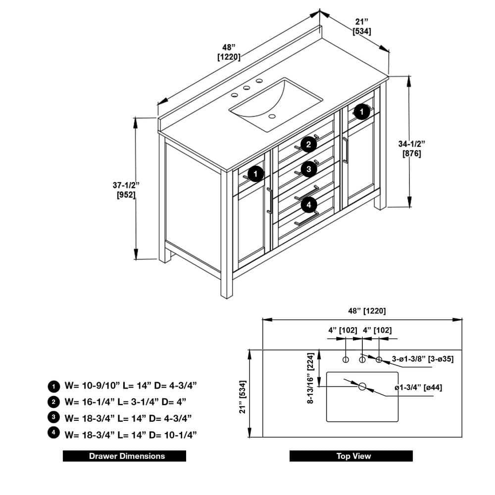OVE Decors Tahoe 48" Single Bathroom Vanity