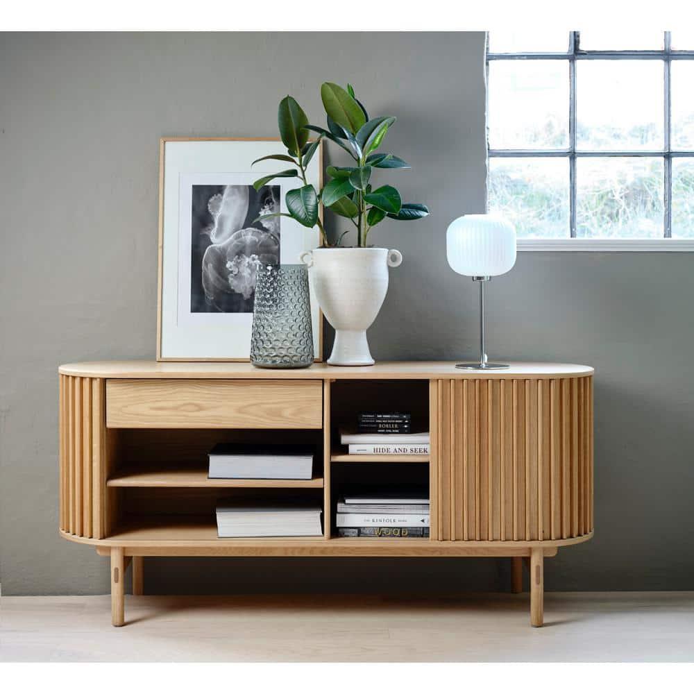 Unique Furniture Rounded Sliding Door Sideboard 63"W in Natural Oak
