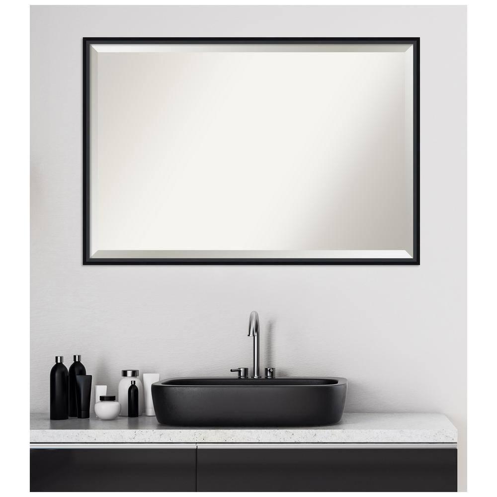 Amanti Art 37" x 25" Lucie Framed Bathroom Vanity Wall Mirror Black : Modern Rectangle, No Assembly Required