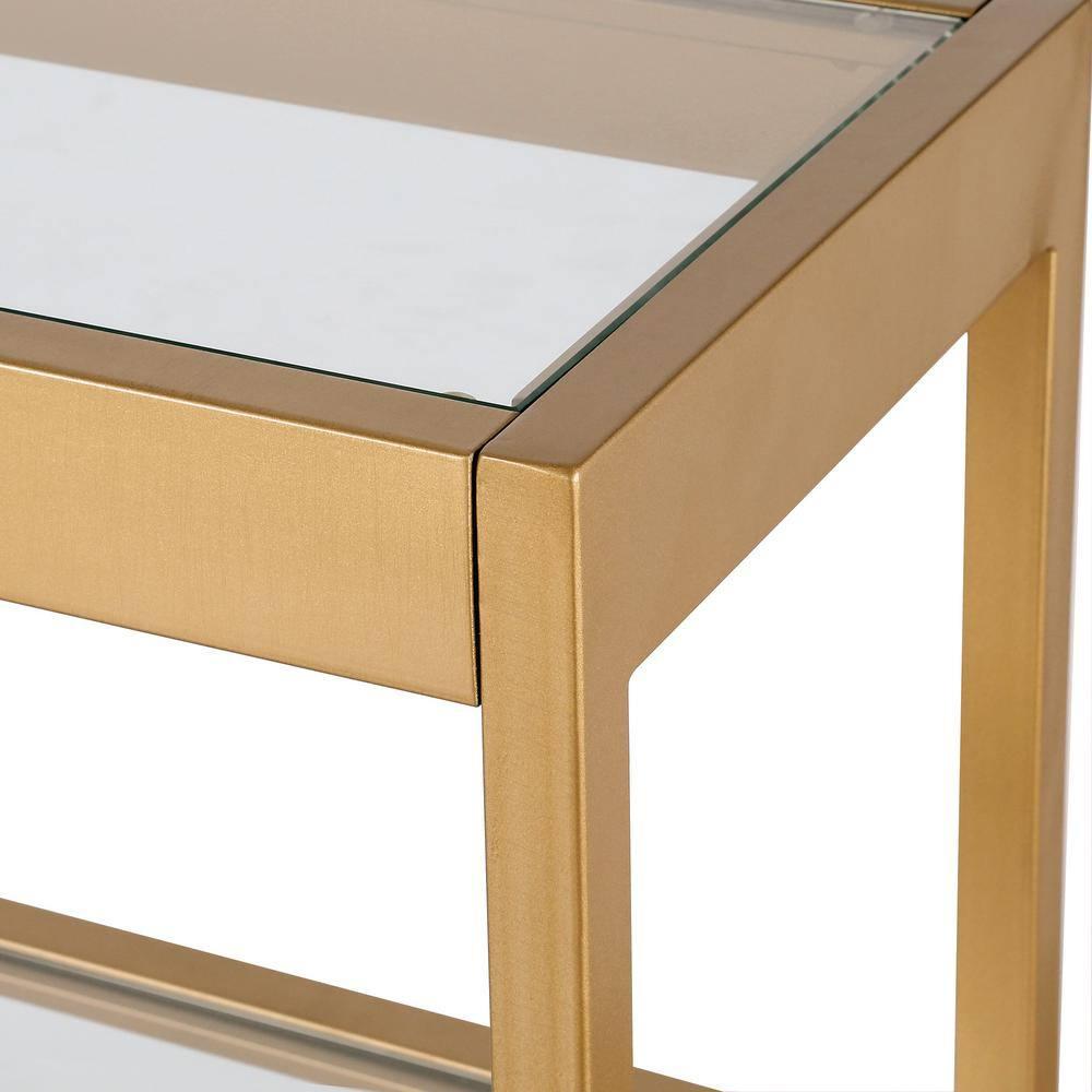 Evelyn&Zoe Alexis 36" Wide Rectangular Console Table, Brass