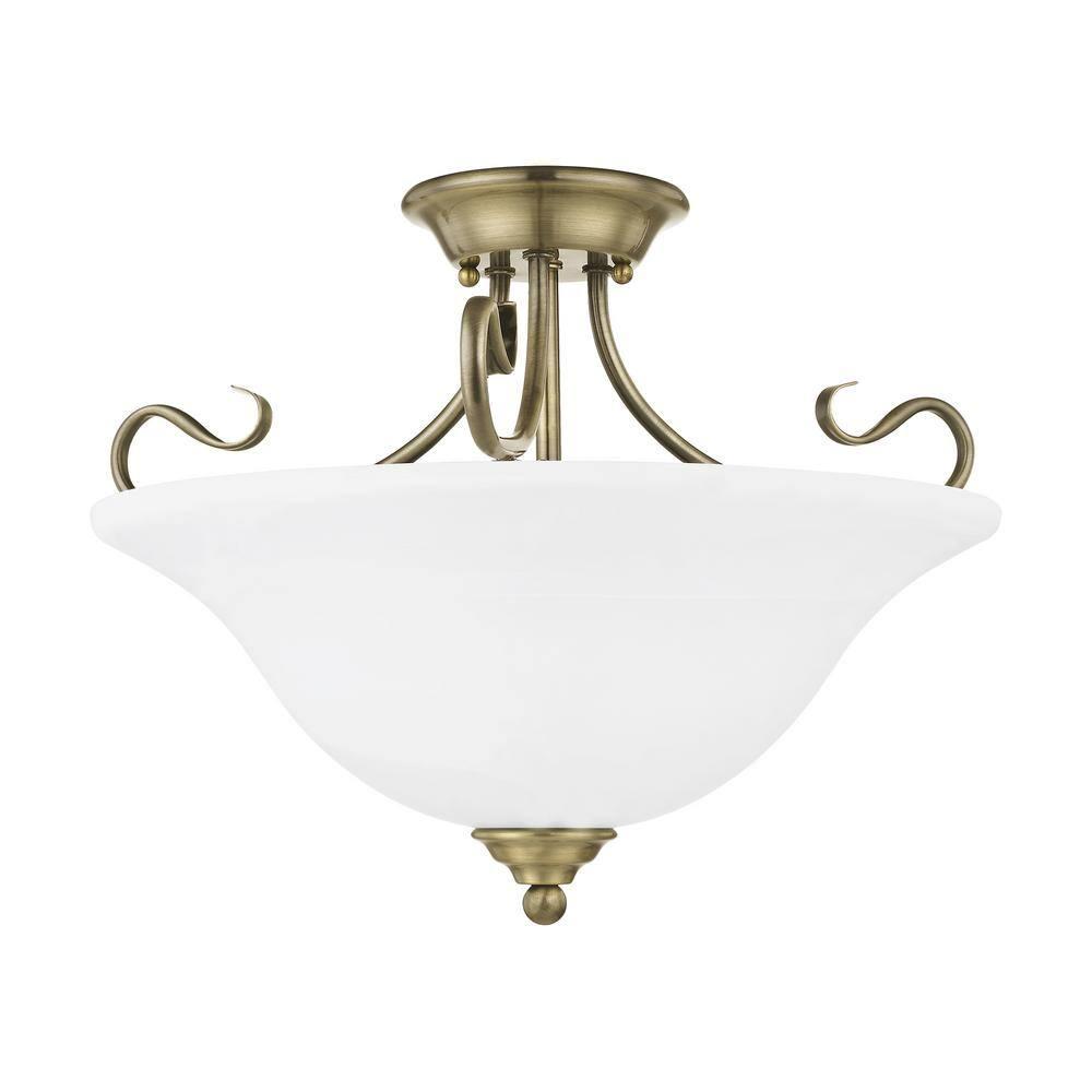 Livex Lighting Coronado 3 - Light Semi-Flush Mount in  Antique Brass