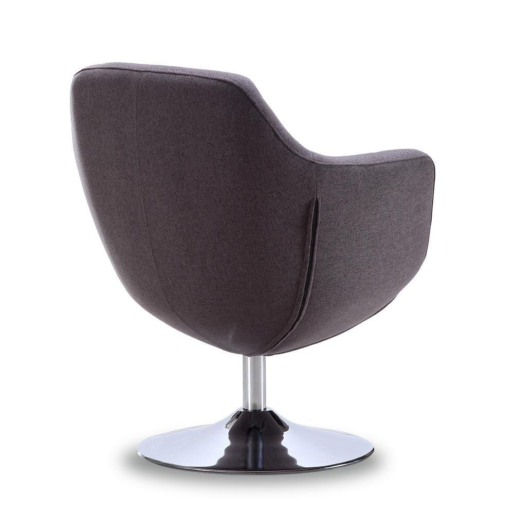 Caisson Twill Swivel Accent Chair Gray - Manhattan Comfort: Polished Chrome Base, Removable Cushion