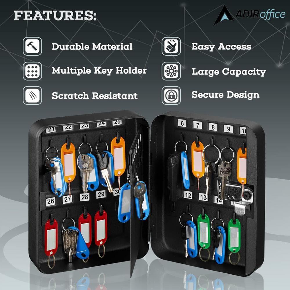 AdirOffice Steel Secure Key Cabinet with Combination Lock