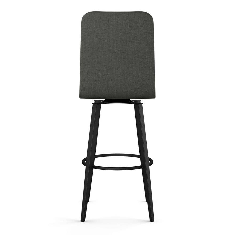 Watson 26" Charcoal Grey Polyester Swivel Counter Stool with Black Metal Frame