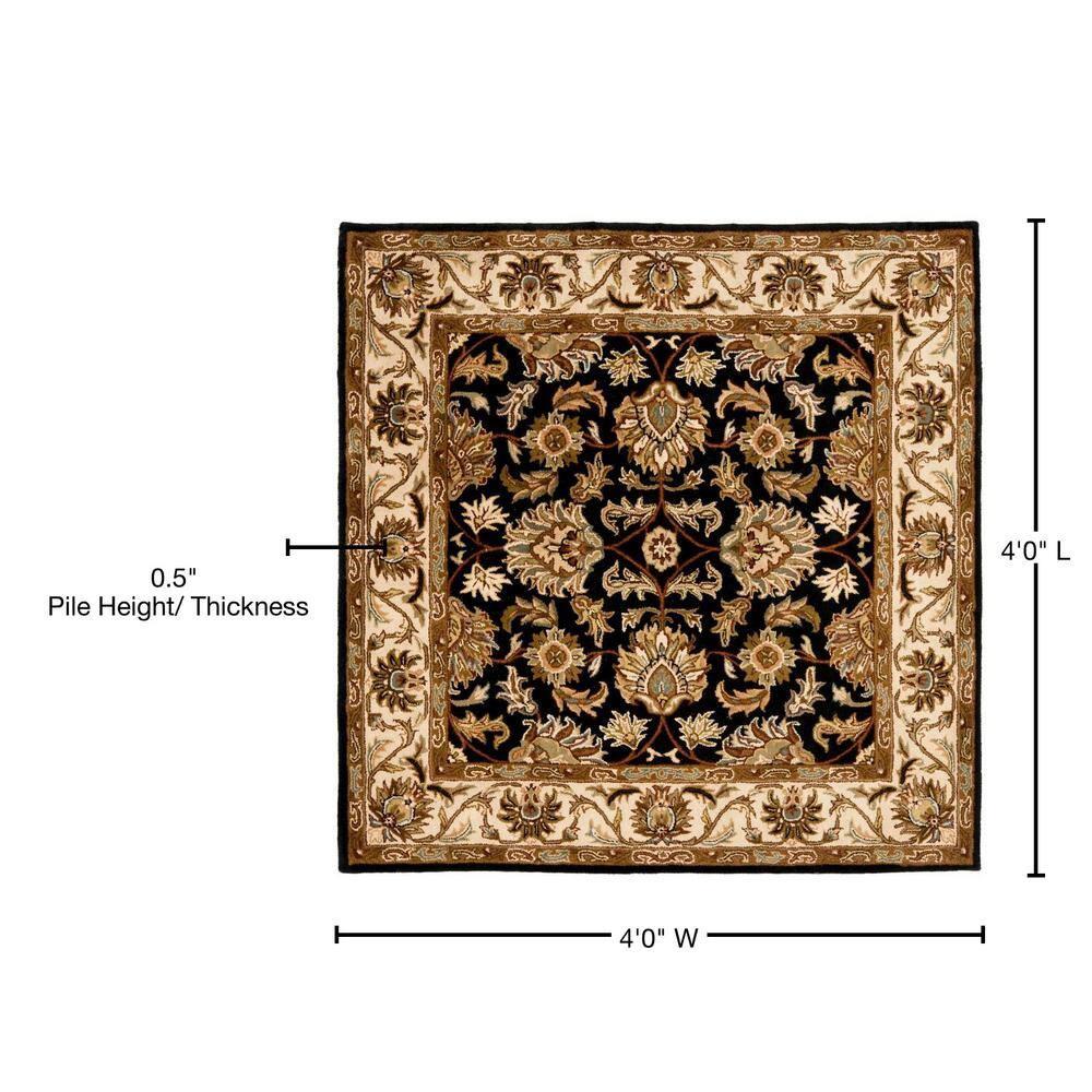Heritage HG628 Hand Tufted Area Rug - Black/Beige - 4'x4' - Safavieh.