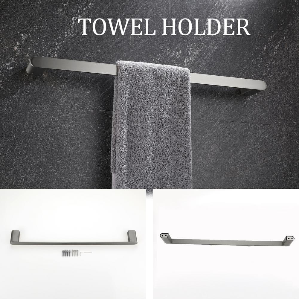 Matte Gray Stainless Steel 5-Piece Bathroom Hardware Set