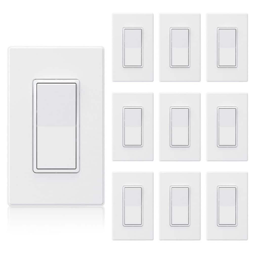 ELEGRP 15 Tamper Resistant Single Pole Rocker Light Switch (Set of 10) ES004A-0110SWP