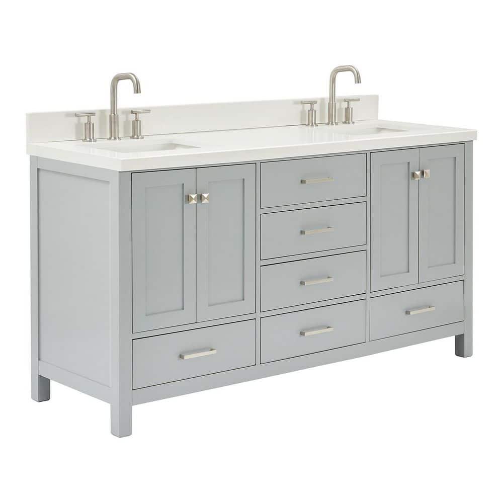 Ariel A067dwqrvo Cambridge 67" Free Standing Double Rectangular Basin Vanity Set - Grey