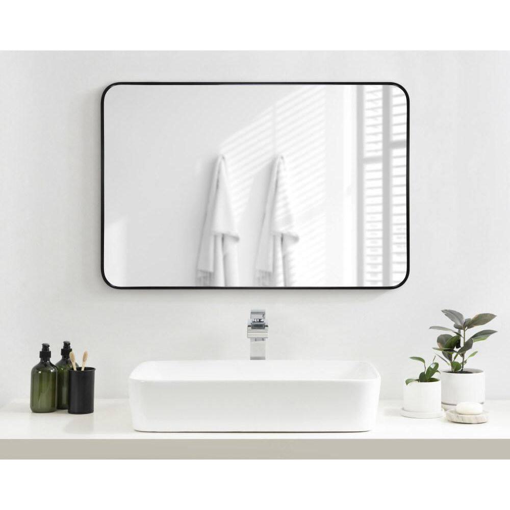 Kate and Laurel Zayda Radius Rectangle Framed Wall Mirror, 24x36, Black