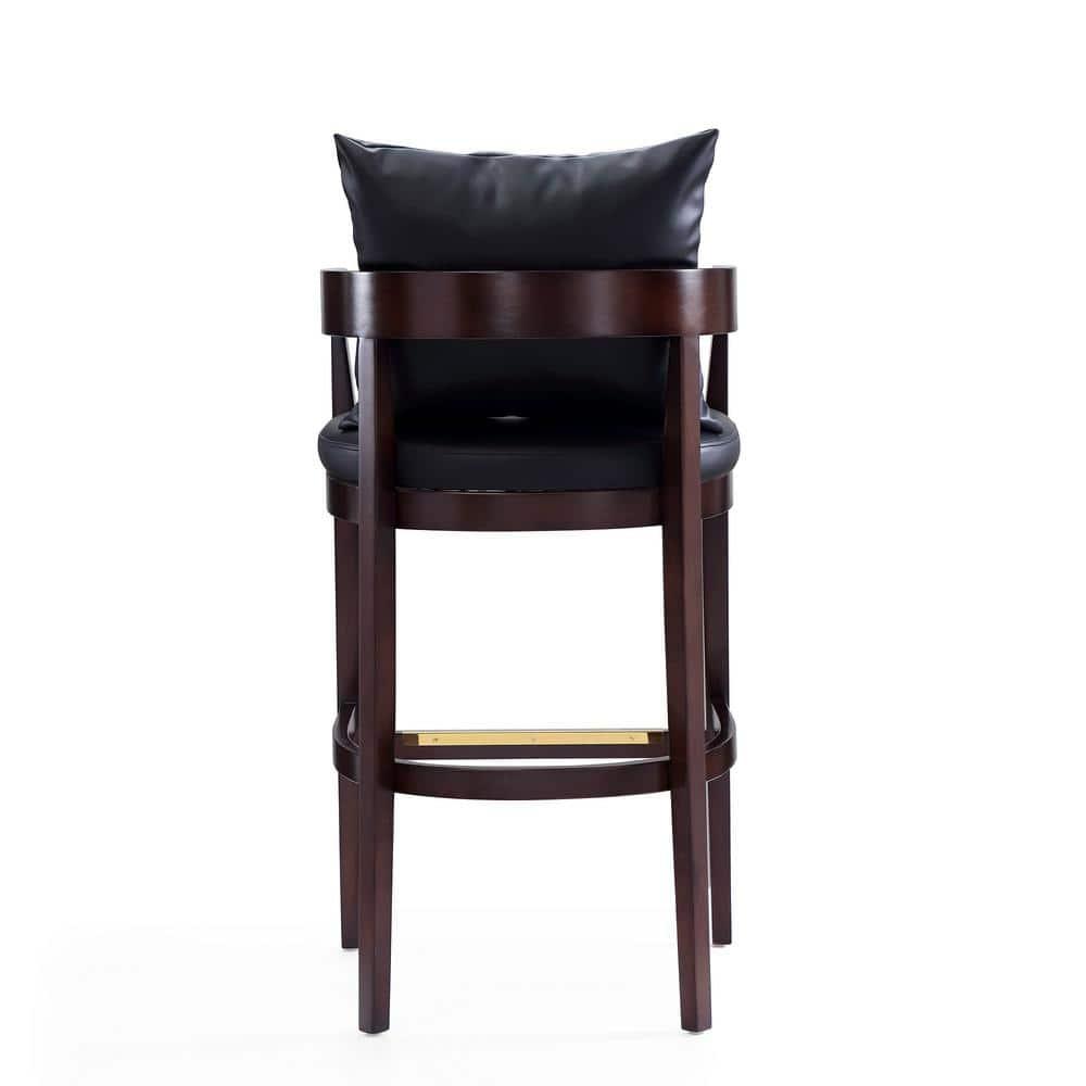Ritz Upholstered Beech Wood Barstool Black - Manhattan Comfort: Gold Footrest, No Assembly Required, 30.5" Height