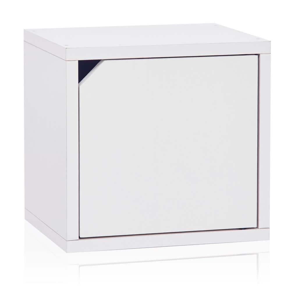 12.6 in. H x 13.4 in. W x 11.2 in. D White Eco Stackable Storage Cube Organizer with Door