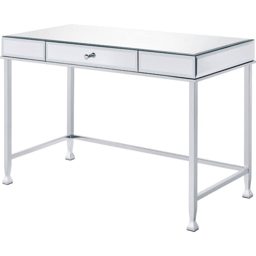 Sleek White Rectangular Work Desk with Adjustable Hutch and Storage Drawer