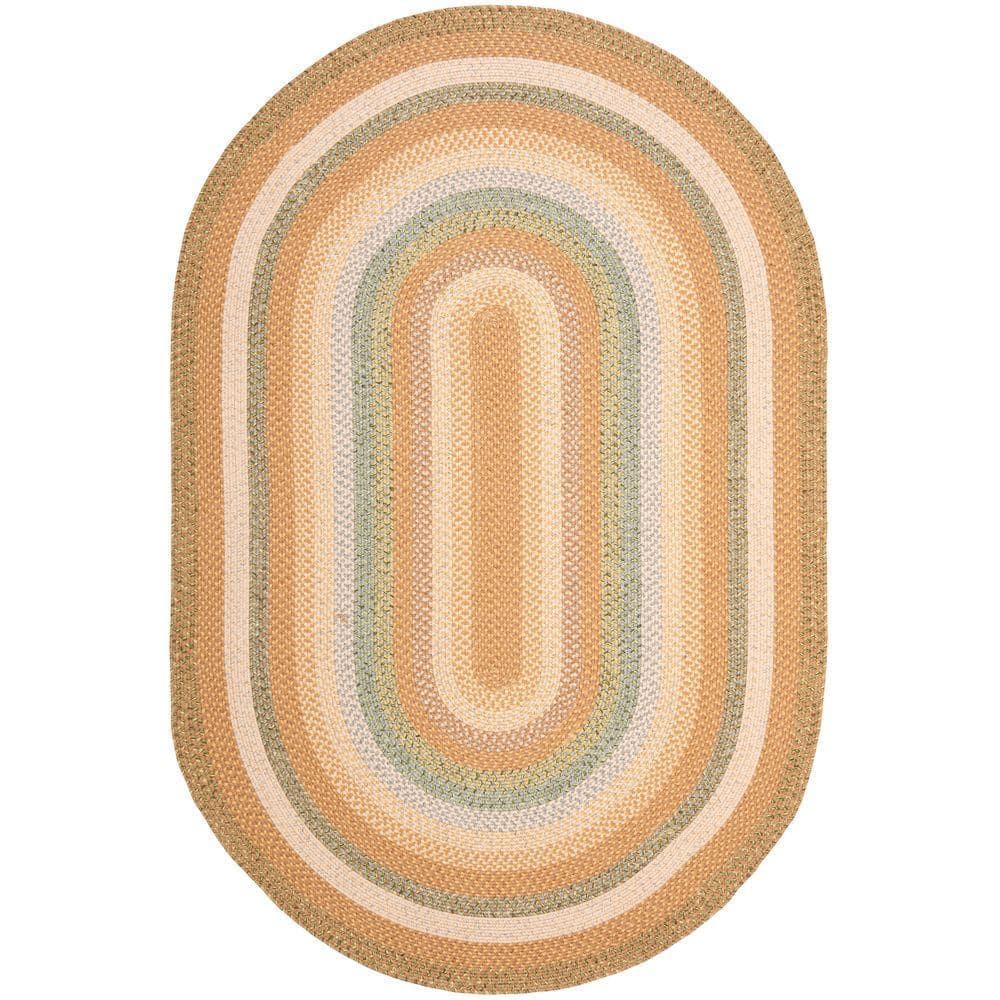 Braided BRD314 Hand Woven Area Rug - Tan/Multi - 6'x9' Oval - Safavieh.