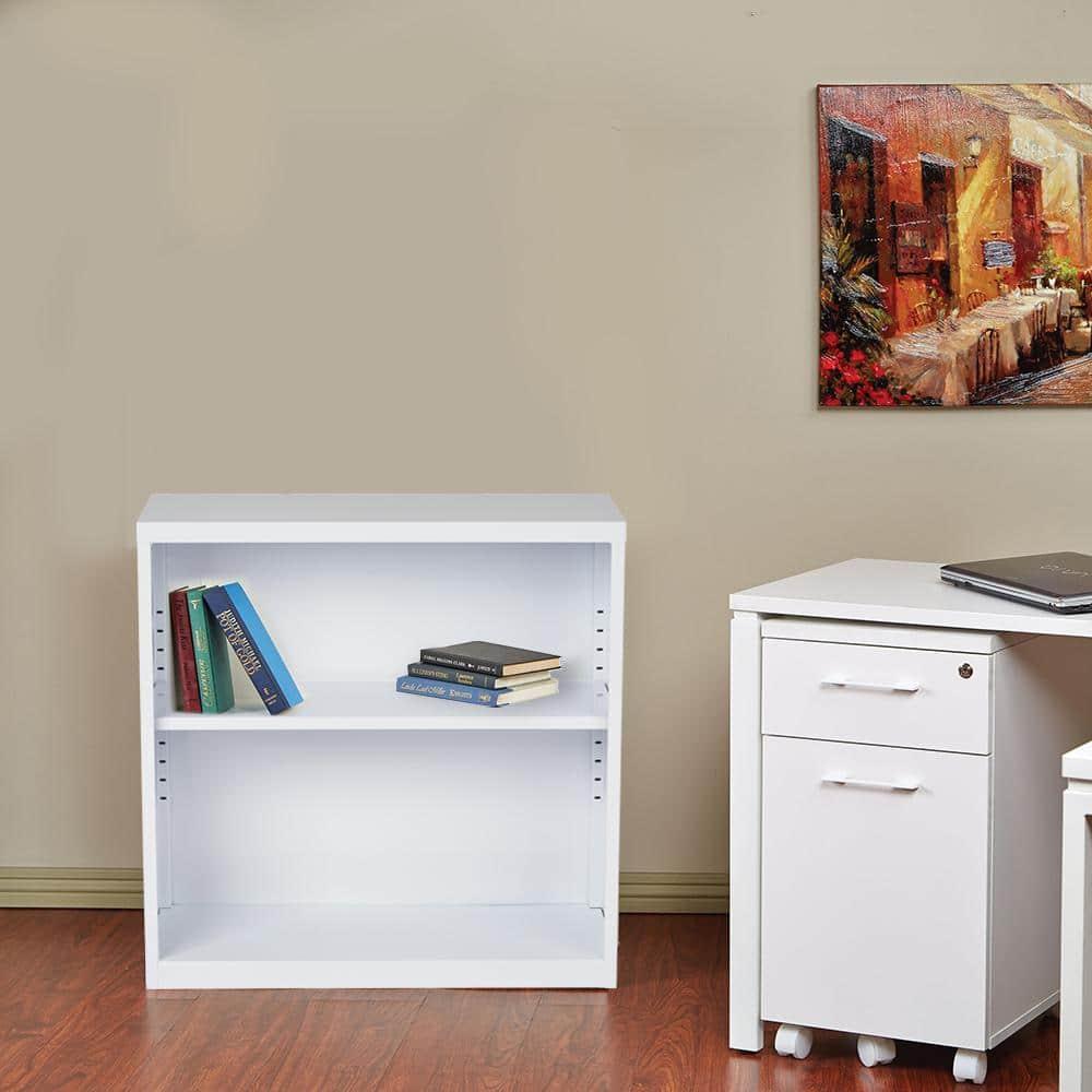 OSP Home Furnishings Metal Bookcase in White Finish