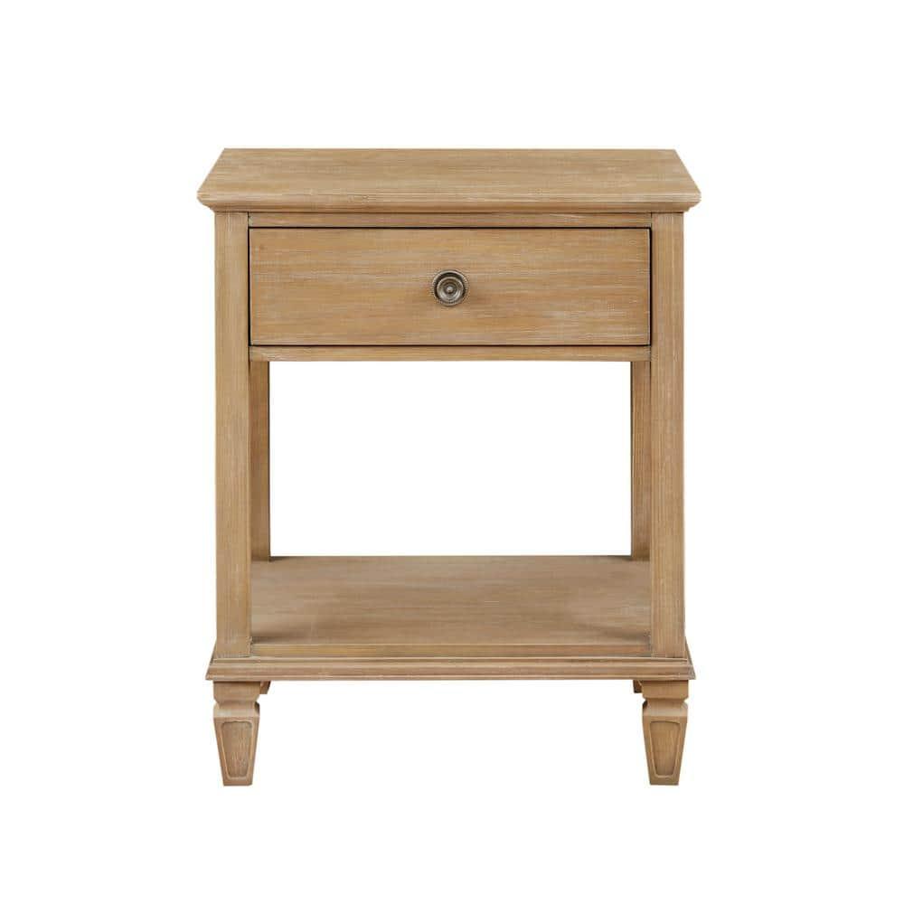 Victoria Nightstand Natural: Madison Park, Rubberwood Frame, Wood Veneer Surface, Transitional Style