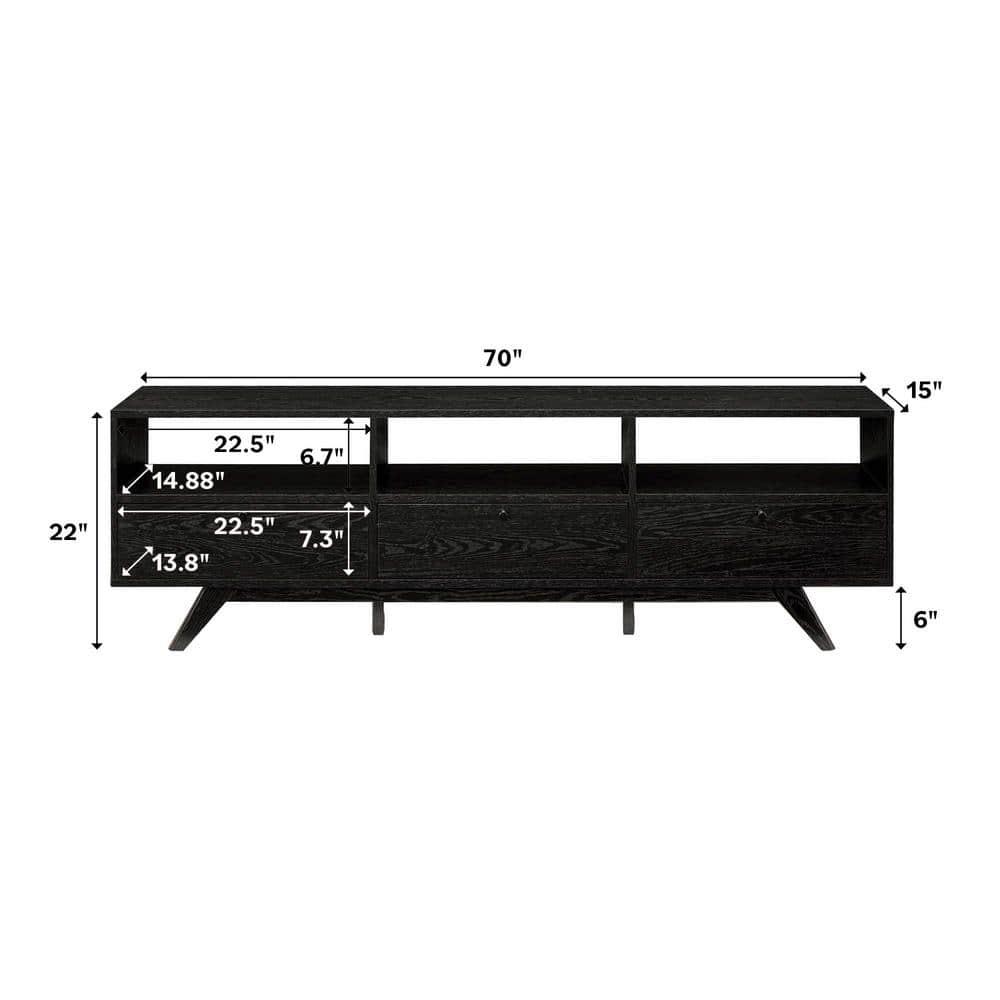 Walker Edison Mid-Century Modern Storage TV Stand for TVs up to 80”, Black
