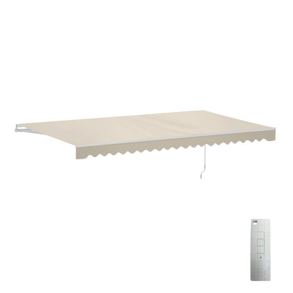 Motorized Retractable White Frame Patio Awning
