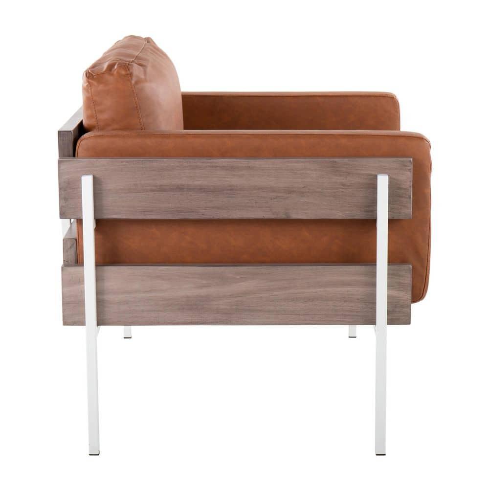 Kari Accent Chair: LumiSource, Upholstered Faux Leather, Metal Frame, Removable Cushions