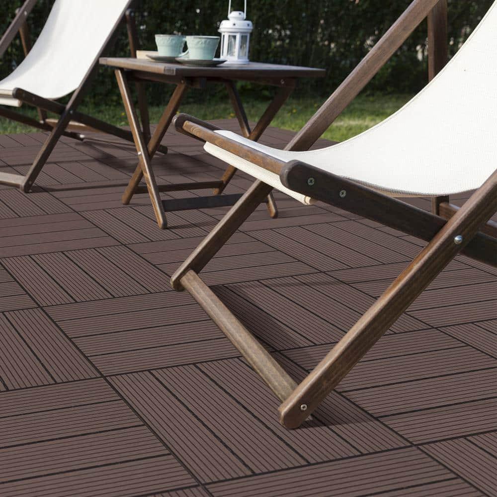 Pure Garden 11.63" x 11.63" Interlocking Deck Tile - Patio Tiles (Set of 30)