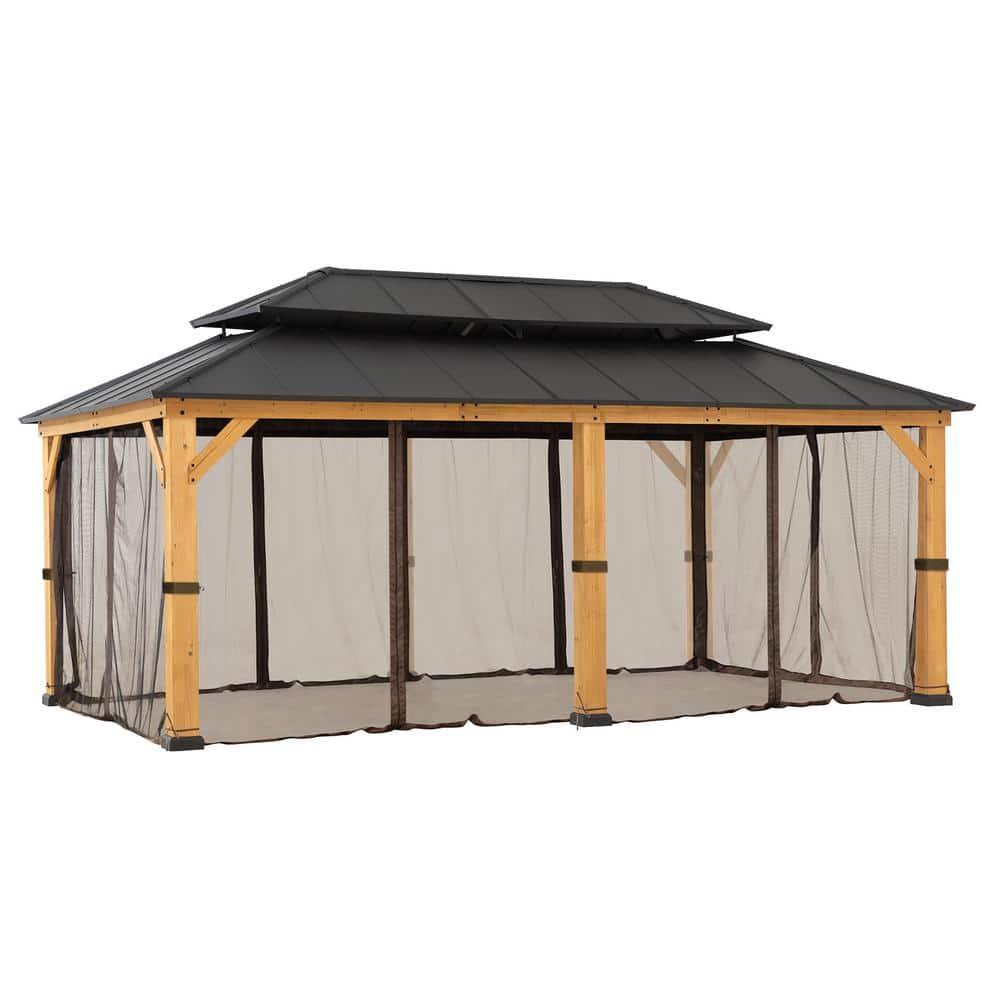 Sunjoy Sunjoy Replacement Gazebo Mosquito Netting Outdoor Panles,Waterproof 6- Panel Screen Walls for Gazebo, Patio & Backyard Protection