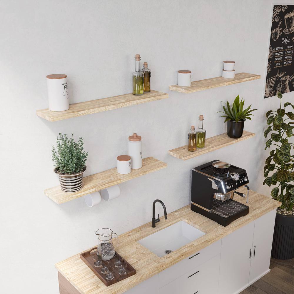 4 ft. L x 25 in. D Unfinished Hevea Solid Wood Butcher Block Countertop With Square Edge