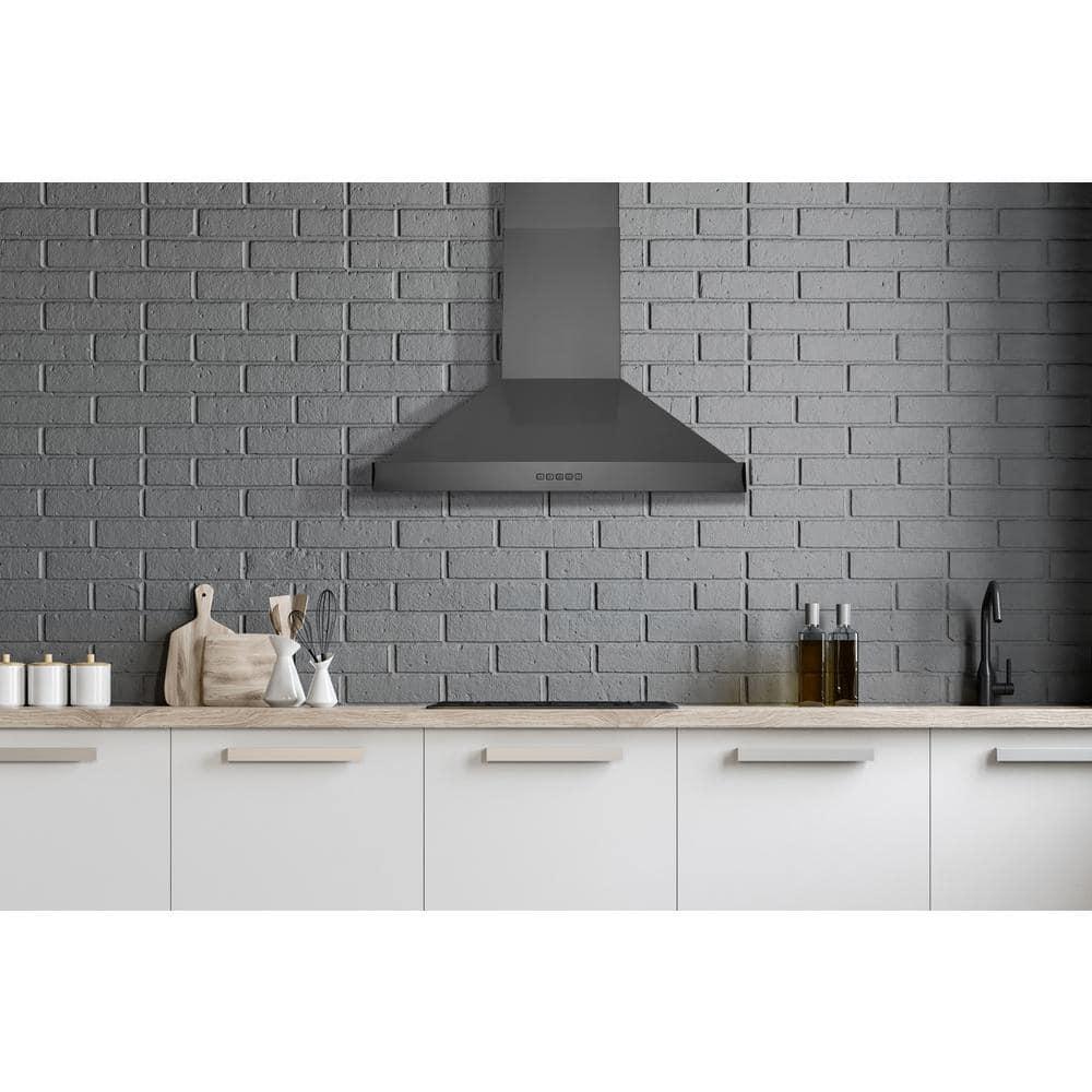 Hauslane 30" Stainless Steel Convertible Wall Range Hood with Baffle Filter