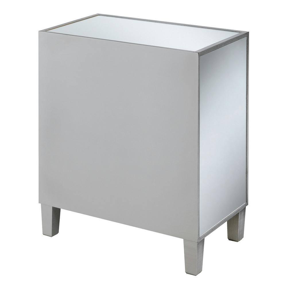 Convenience Concepts Gold Coast BettyB Mirrored 3 Drawer End Table, Antique Silver/Mirror
