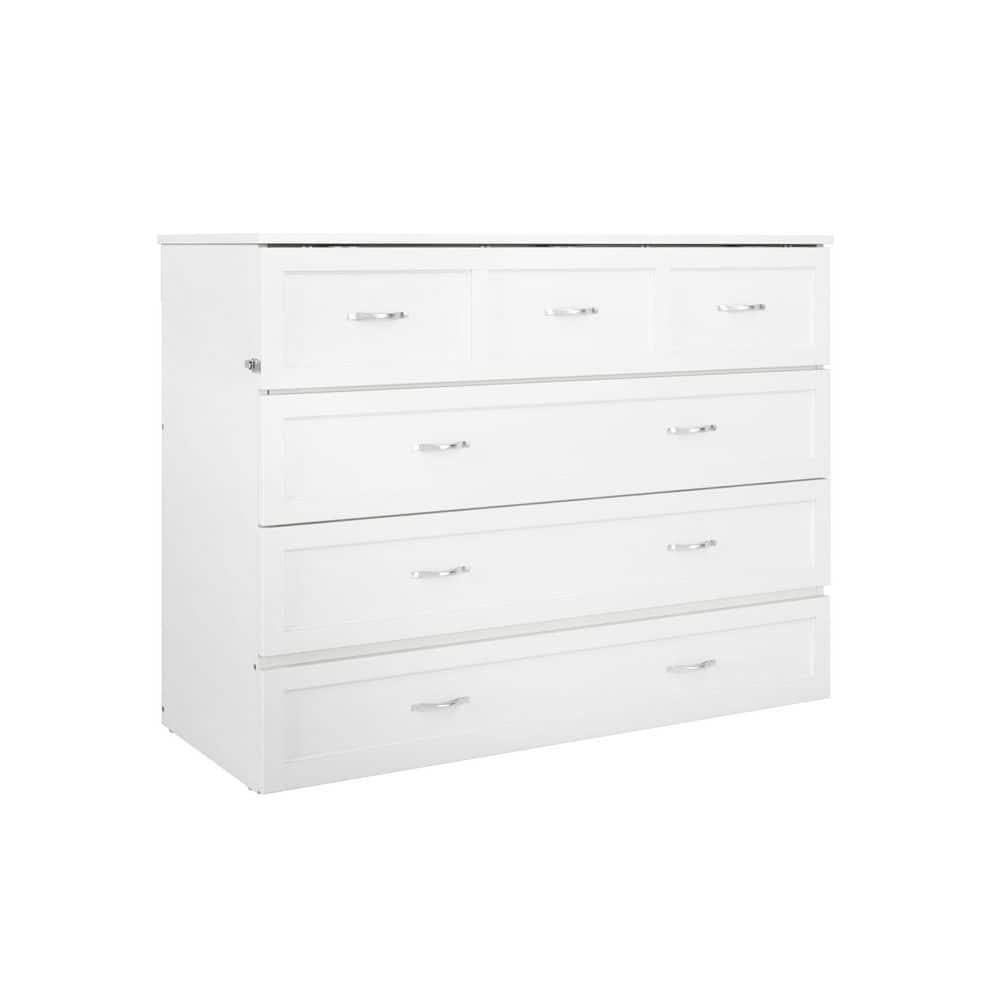 Full Deerfield Murphy Bed Chest USB Turbo Charger White - AFI