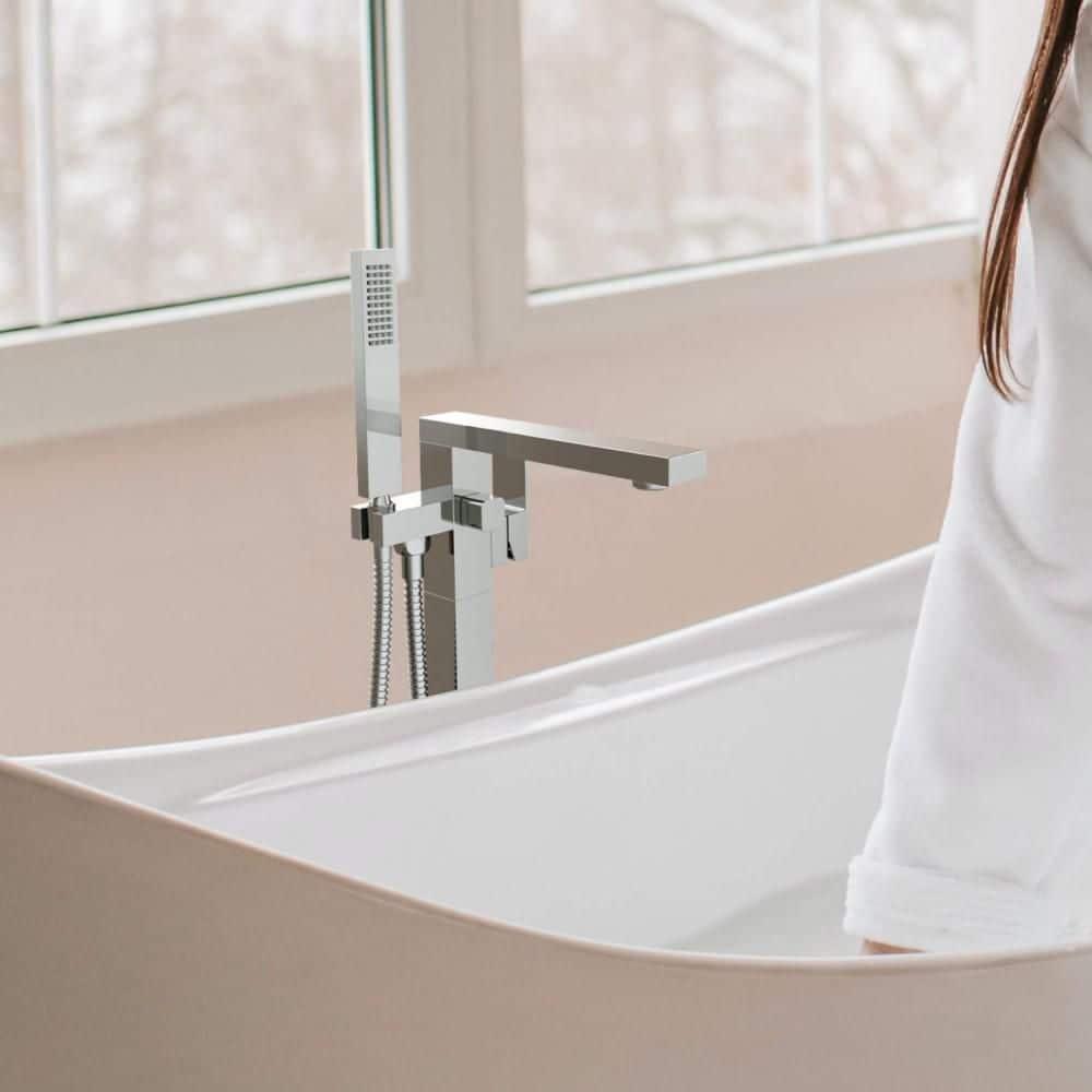 Cube Floor Tub Spout with Diverter