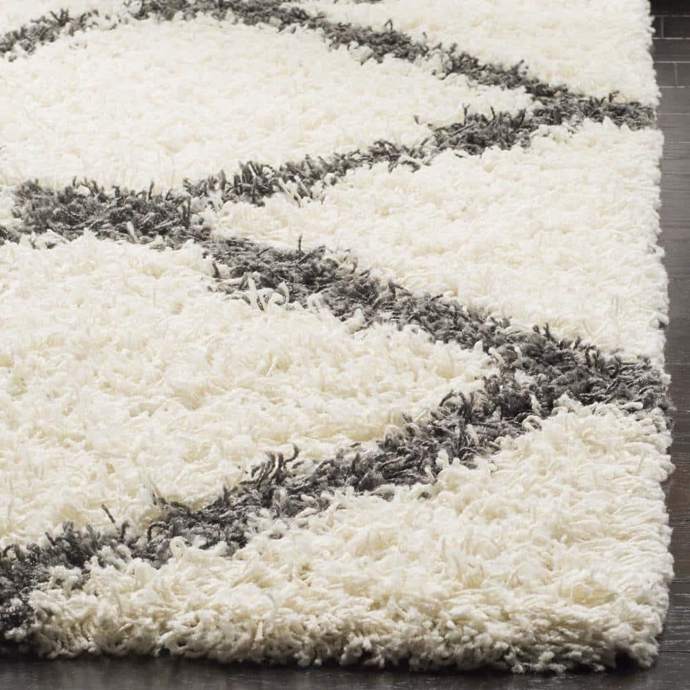 Dallas Shag SGD257 Power Loomed Indoor Area Rug - Ivory/Dark Grey - 6'x6' - Safavieh.