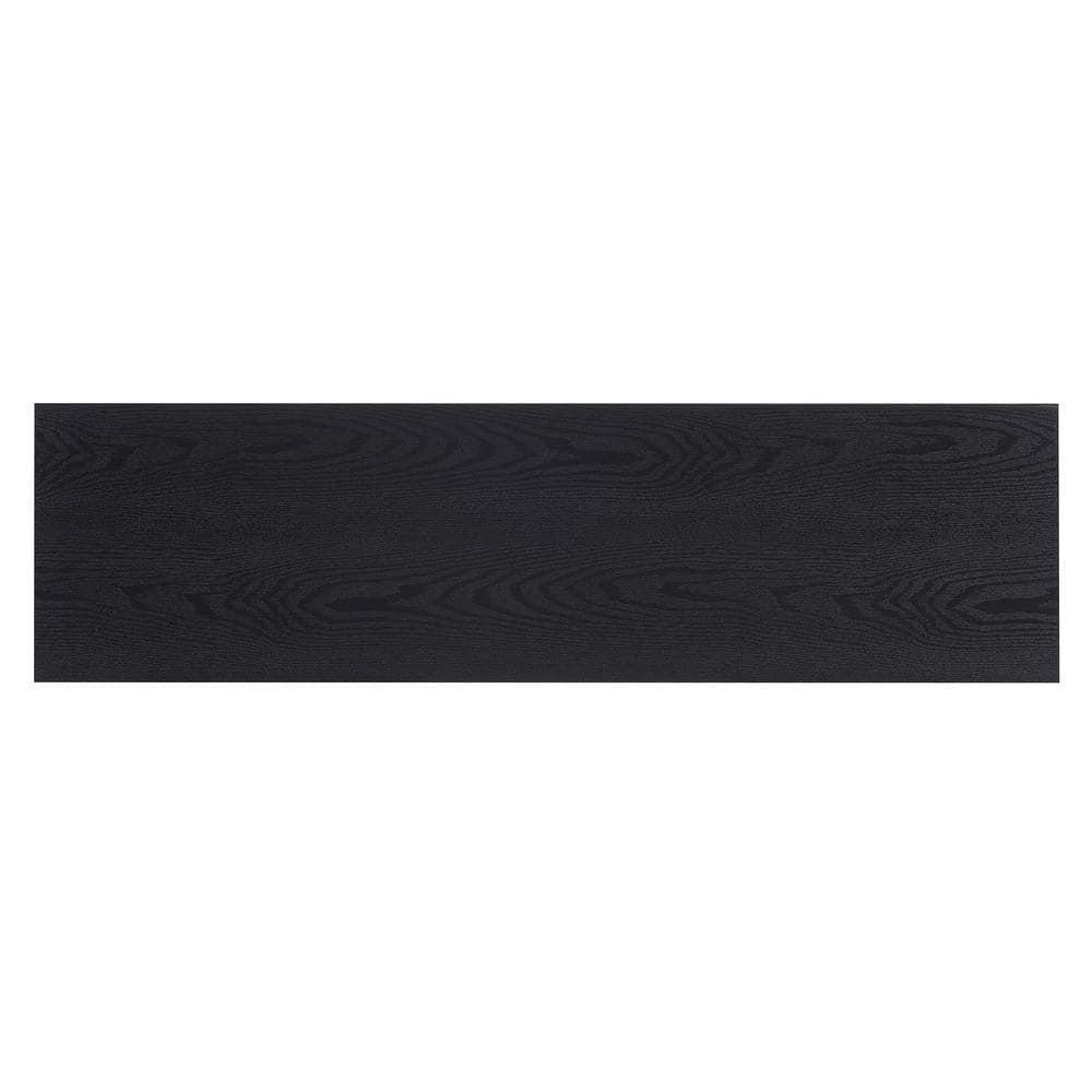 Evelyn&Zoe Granger Rectangular TV Stand with Log Fireplace for TV's up to 65", Black